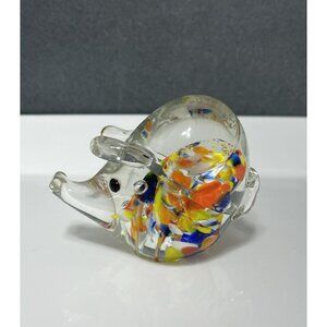 Vintage Glass Pig Paperweight Animal Multicolor Bubbles